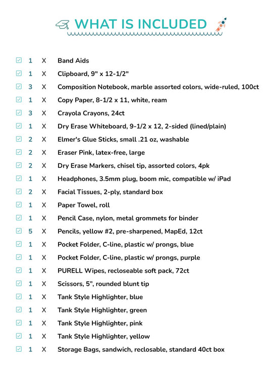 1st Grade School Supply Kit