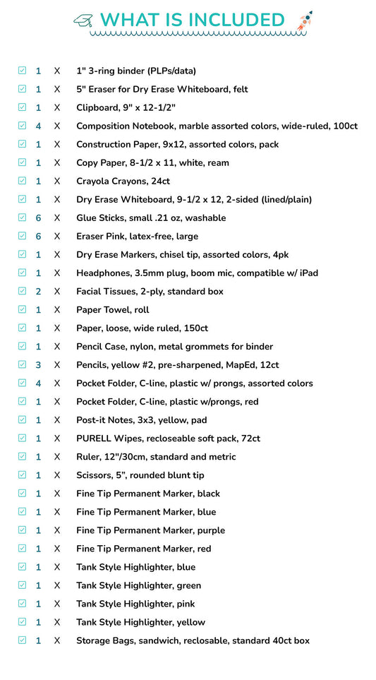 2nd Grade School Supply Kit