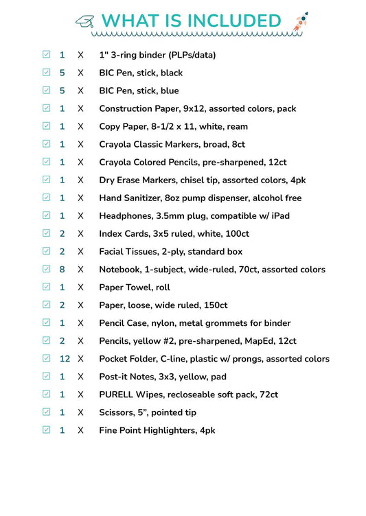 5th Grade School Supply Kit