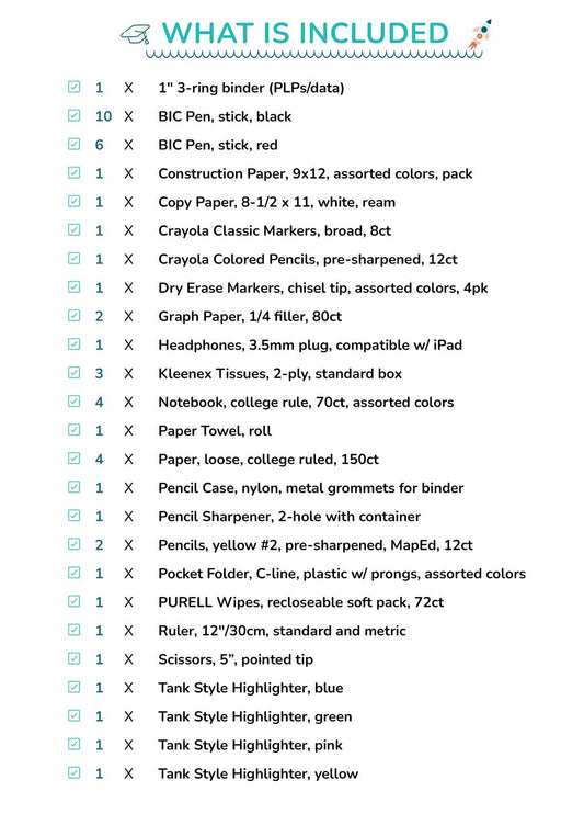 8th Grade School Supply Kit