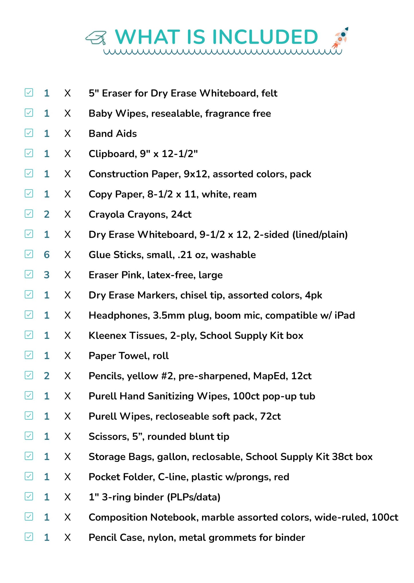 Kindergarten School Supply Kit